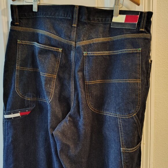 Men's Wide Legs Baggy 90's Tommy Hilfiger Carpenter Jeans - Picture 2 of 12